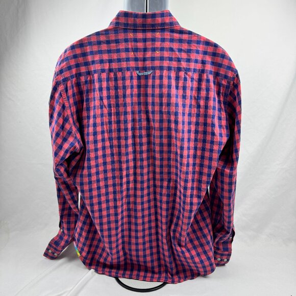 Robert Graham Shirt Men's 2XL Red and Blue Plaid Serial Number 046732 - Picture 3 of 6